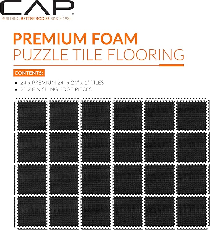 CAP Puzzle Exercise Mats | 1” Thick EVA Interlocking Foam Tiles for Home Gym Flooring | Multiple Options