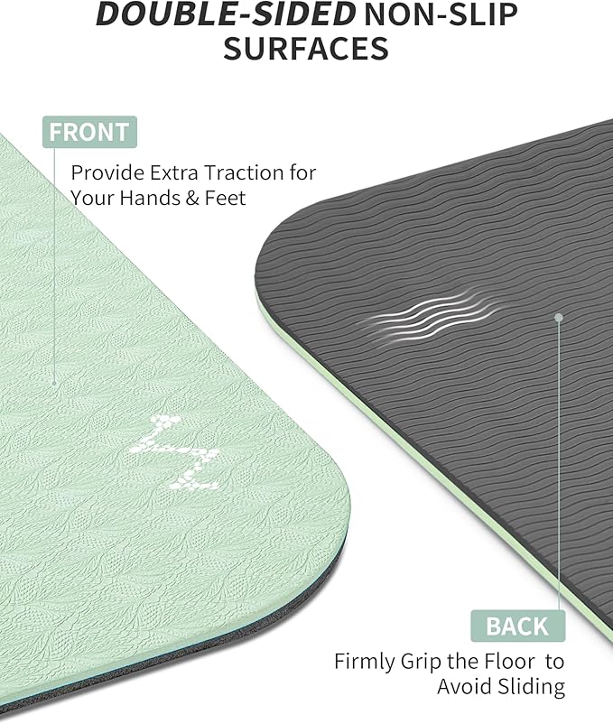 CAMBIVO Large Yoga Mat (6'x 4'), Extra Wide Workout Mat for Men and Women, 0.24''/0.32''/0.4''/0.48'' Thick Exercise Fitness TPE Mat for Home Gym, Yoga, Pilates, Workout (Barefoot Exercise)