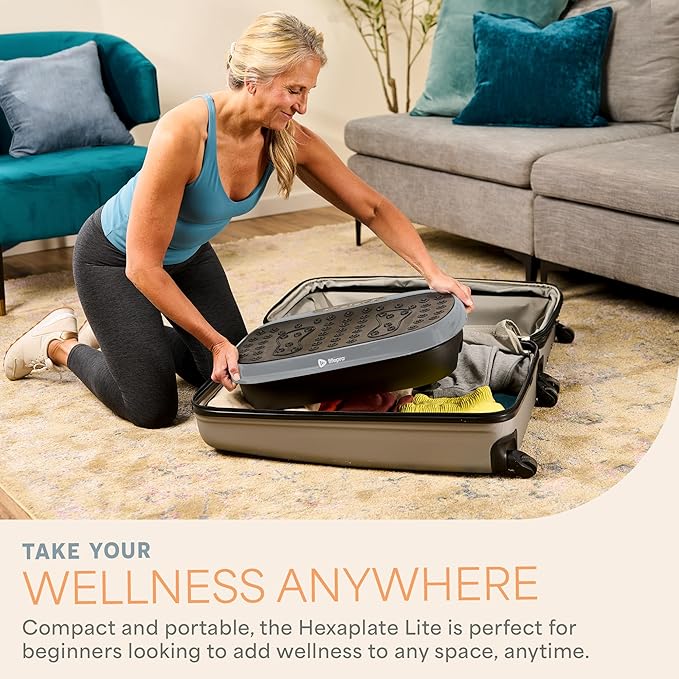 Lifepro HexaPlate Lite Vibration Plate Exercise Machine with Magnetic Acupoints - Full Body Vibration Platform for Beginners and Recovery - Lymphatic Drainage Massager for Muscle Toning and Fitness