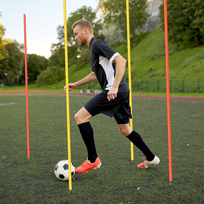 4 Pcs Training Agility Poles 5ft Adjustable Poles Soccer Training Sticks Sports Speed and Agility Trainings Equipment for Football Sport Soccers Speed Trainings