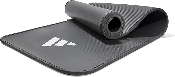 adidas 10mm Extra Thick Training Mat with Carrying Strap and Non-Slip Textured Base - Cushioned Workout Mat for Home Gym, Floor Workouts, and Intense Exercises - Portable and Durable