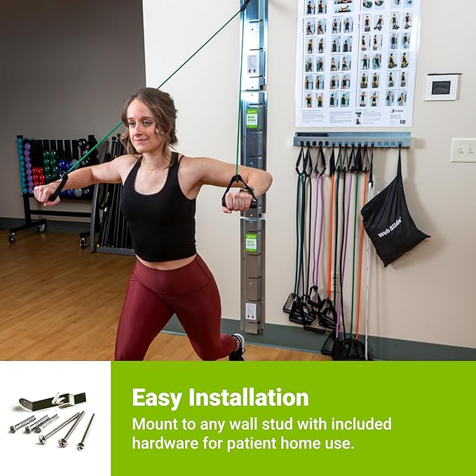 Web Slide Single Rail, Stainless Steel - Perfect for Dynamic Warm-ups, CrossFit, Stretching, and Strength Building - Physical Rehab Equipment for Clinic, Home, or Gym