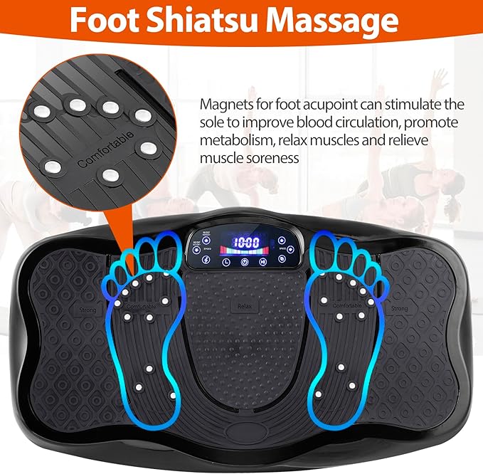 HomGarden Waver Vibration Platform Exercise Machine, Whole Body Workout Fitness Vibration Plates w/ Loop Bands, Full Body Home Training Equipment for Weight Loss