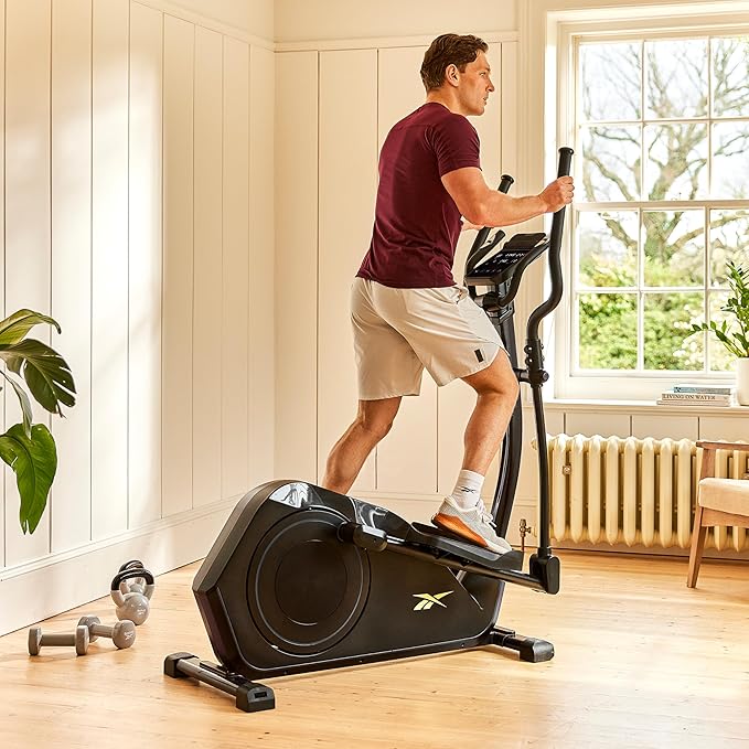 Reebok FR20 Home Elliptical Cross Trainer, Black, Cardio Exercise, 8 Resistance Levels, 264 lb. Capacity, Plus 60 Day Free Kinomap Membership