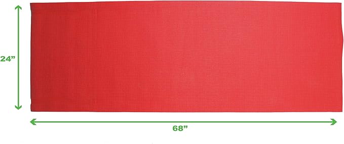 Mind Reader All Purpose Extra Thick Yoga Mat Fitness & Exercise Mats with Carrying Strap, High Density Anti-Tear, Red