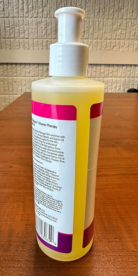 Vitamin Therapy 8 Fl oz Massage Oil, Vitamin E, Professional, Massage Therapy, Deep Tissue, Unscented, Hypoallergenic, Natural Ingredients, Skin Hydrating, Moisturizing, Muscle Relief