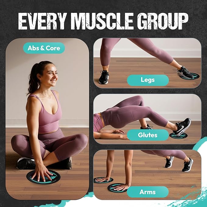 Gliding Discs for Working Out - Exercise Sliders for Carpet & Hardwood Floors 1 Pair, Authentic Workout Sliders Disc for Full Body Resistance Workout, Includes 4 Streaming Video Workouts