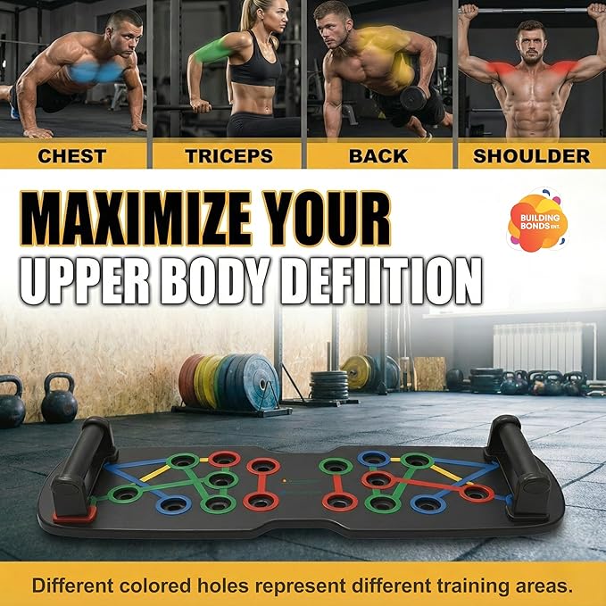 Push Up Board 21-in-1 Home Workout Equipment for Men & Women – Multi-Functional Push Up Bar with Handles, Resistance Bands, Sliding Discs & Carry Bag – Heavy-Duty 330 lbs Home Gym Equipment