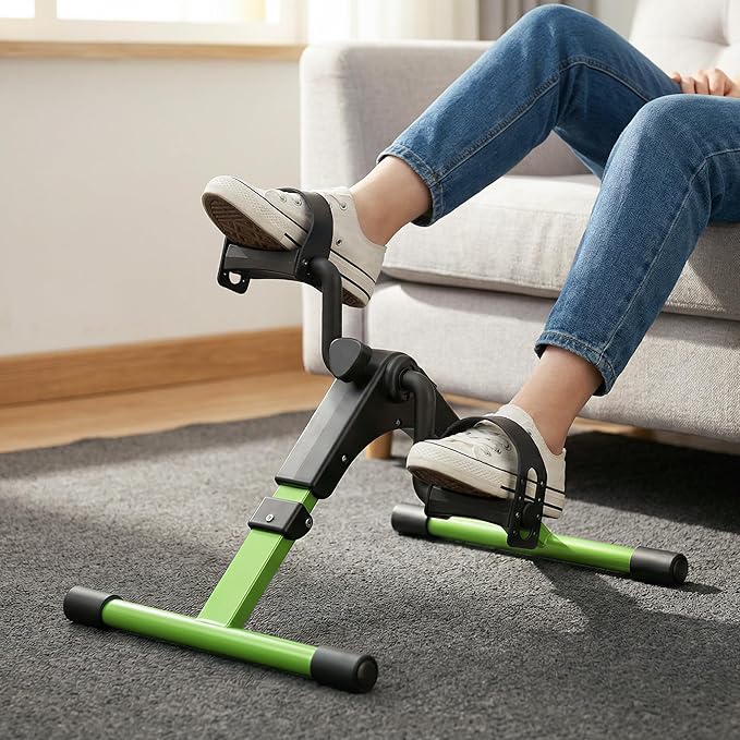 Pedal Exerciser Desk Exercise Bike Leg and Arm Bike with LCD Monitor Foldable (black/green)