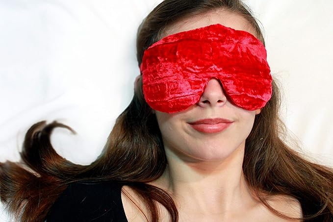 Handmade Weighted Sleep Eye Mask Yoga Pillow - Flax Seed Fill - Lavender Scented - Cherry - TEMFL-CH