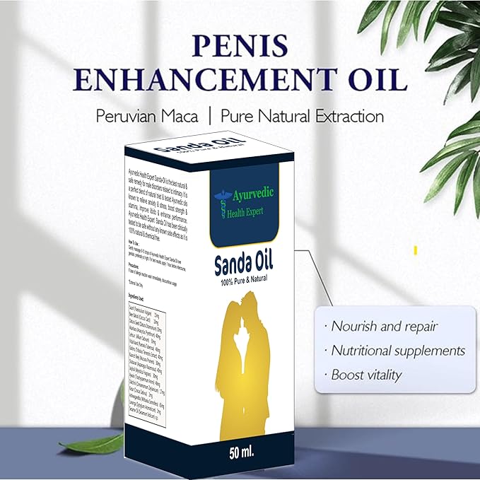 Sanda Oil 50ml | 100% Pure & Natural Ayurvedic Massage Oil for Men | Improves Strength, Stamina & Vitality | Herbal Formulation for External Use Oils 50 Ml Pack of 1 1.6oz