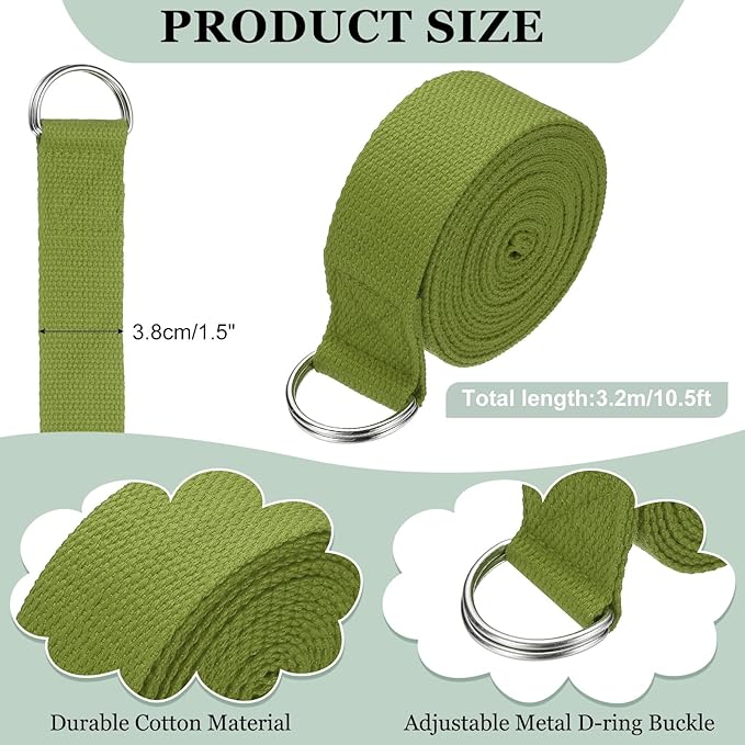 Yoga Strap for Stretching, Athletic Stretch Band with Adjustable Metal D Ring Buckle Yoga Bands