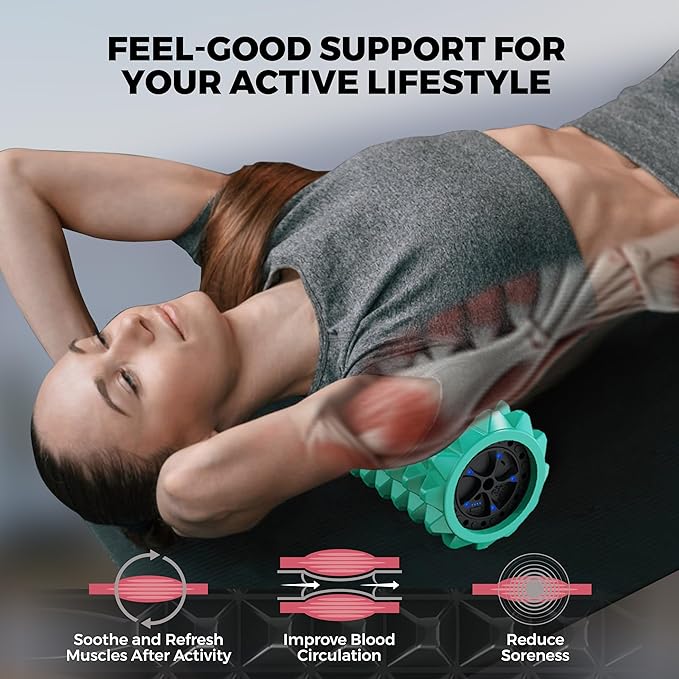 Nordic Lifting Vibrating Foam Roller w/ 5-Speed Vibration – High-Density EVA Foam for Deep Tissue Massage, Relaxation & Mobility Support
