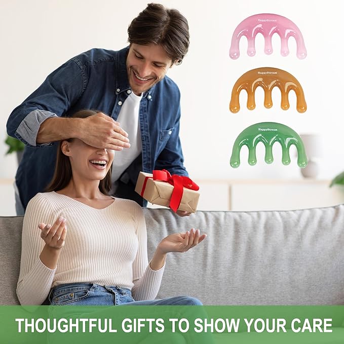 Scalp Massage Tool Head Massager. Resin Massage Comb Gua Sha Fascial Tools for Scalp Care Hair Growth Stress Relax Headaches Meridian Acupoint Treatment Trigger Point Therapy. (Green)