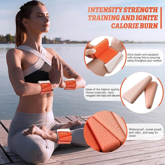 Ankle Weights for Women Wrist Weights Set of 2 (1 lb/2 lb Each) Adjustable Arm Leg Weight for Womens Men Suitable for Walking Swimming Running Pilates Yoga Gym
