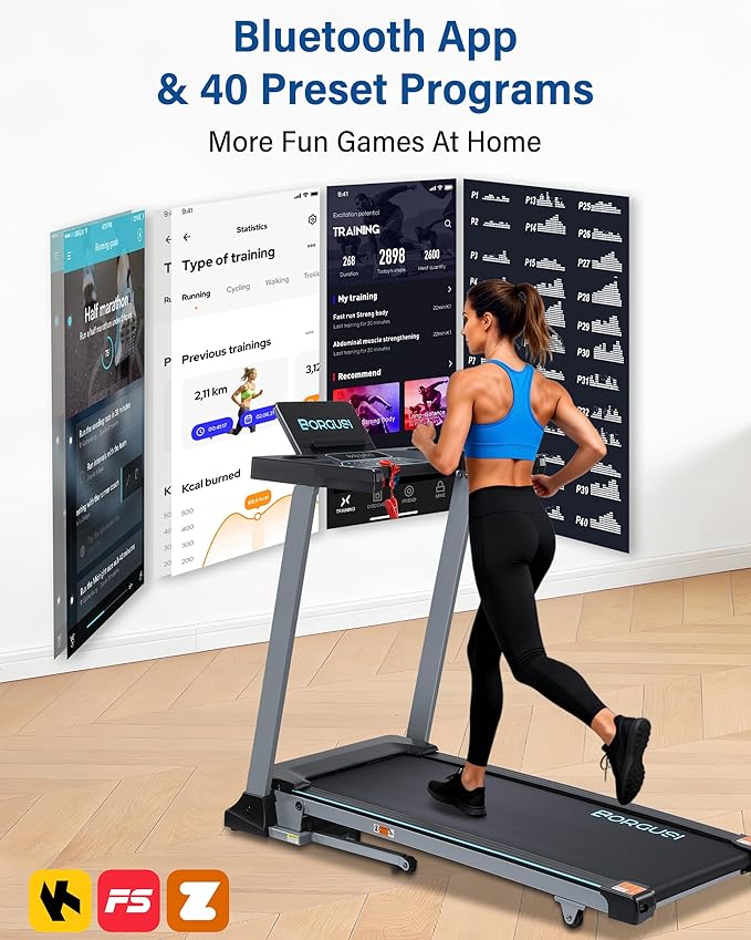 47.3" Smart Treadmill with Auto Incline & Bluetooth App, 3.5 HP Walking Pad Treadmill for Home, 300 lbs Weight Capacity, 10 MPH Speed, 40 Preset Programs, LED Display