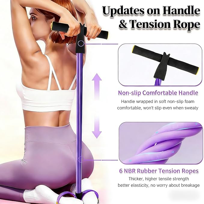 Pedal Resistance Bands with Handles, Upgrade 6-Tubes Manual Tension Training Pedal, Natural Rubber Foot Pedal Resistance Bands, Light Weight Fitness Equipment for Yoga, Pilates, Gym & Abs Training