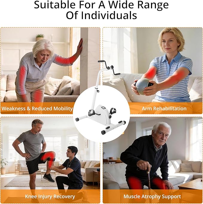 Arm Leg Pedal Exerciser Bike Hand Arm Leg and Knee Peddler Adjustable Fitness Equipment for Seniors Cardio Exercise