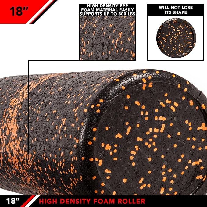 JFIT High Density Foam Roller, Speckled Orange, 18-Inch