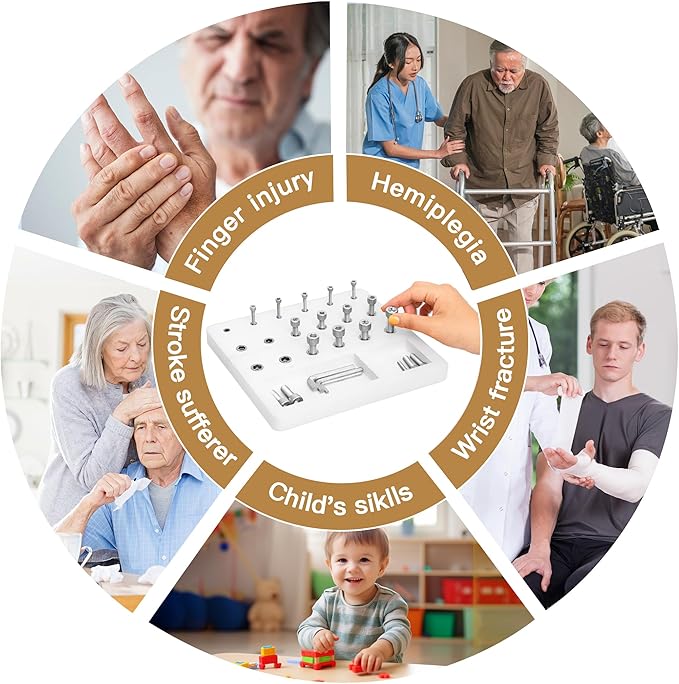 Wooden Pegboard for Finger Dexterity, Finger Strength Trainer for Hand Grip Strengthener Targeted Strength, Relief & Recovery– for Men, Women, and Seniors