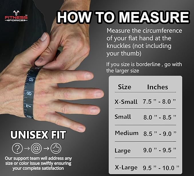 FITNESS FORCE Workout Gloves for Men & Women Partial Weight Lifting Non-Slip Gym Gloves, Lifting Grip for Calluses Guard Fingerless Exercise Gloves with Full Palm Protection
