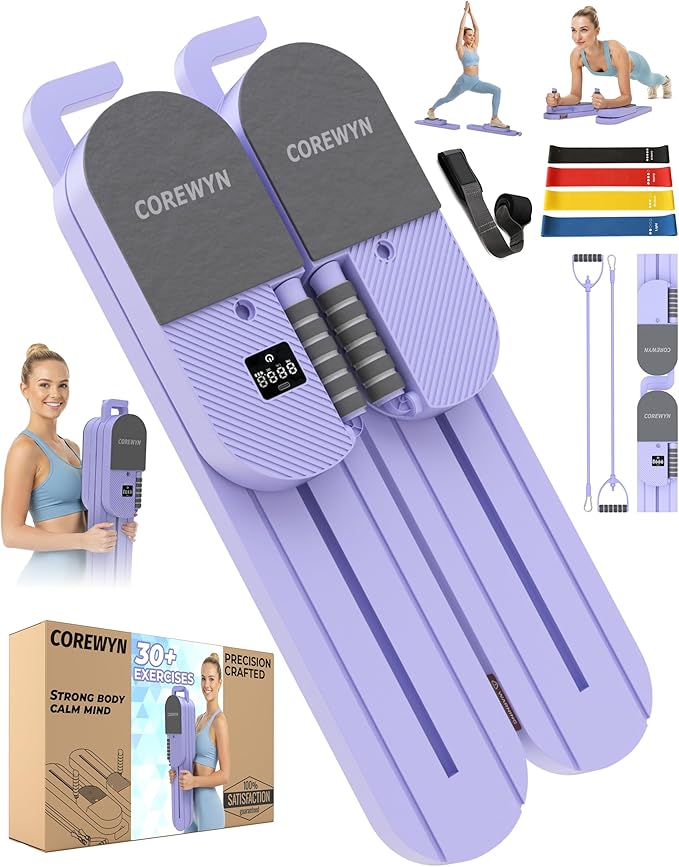 Portable Pilates Reformer Board for Home Workouts – Smooth, Full-Body Pilates Training with Resistance Bands, Door Anchors & Workout Guide