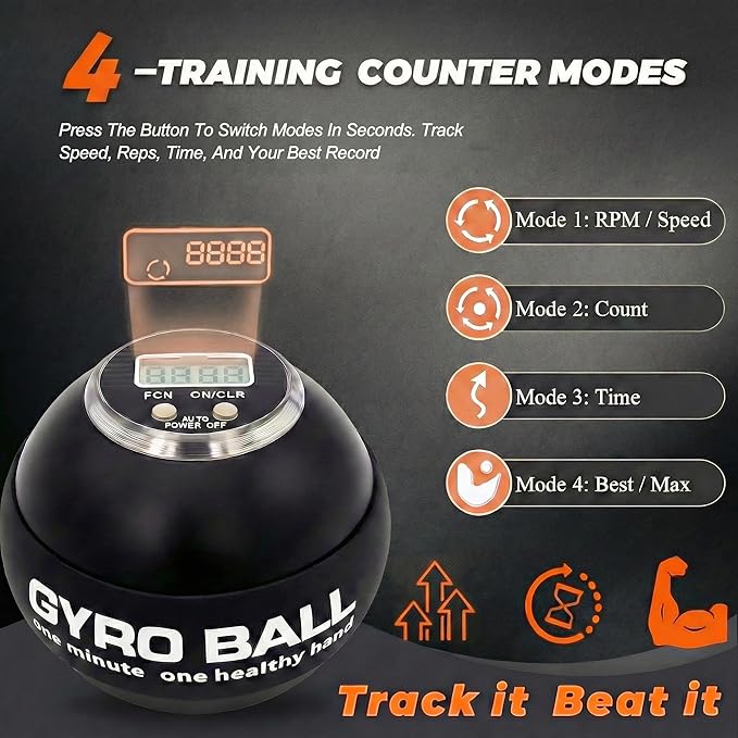 Torque Ball Hand Exerciser with Counter, 2026 Upgraded Metal Wrist Power Gyro Ball, Forearm Strengthener for Grip Strength, Gyroscopic Ball for Athletes, Gamers, Office Stress Relief