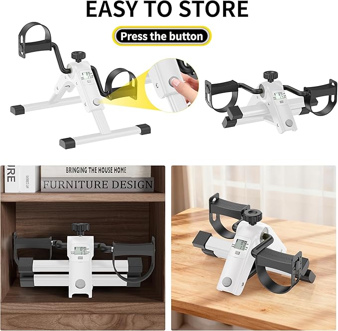 MOMODA Under Desk Bike Pedal Exerciser with LCD Display Portable Mini Exercise Bike for Arm and Leg