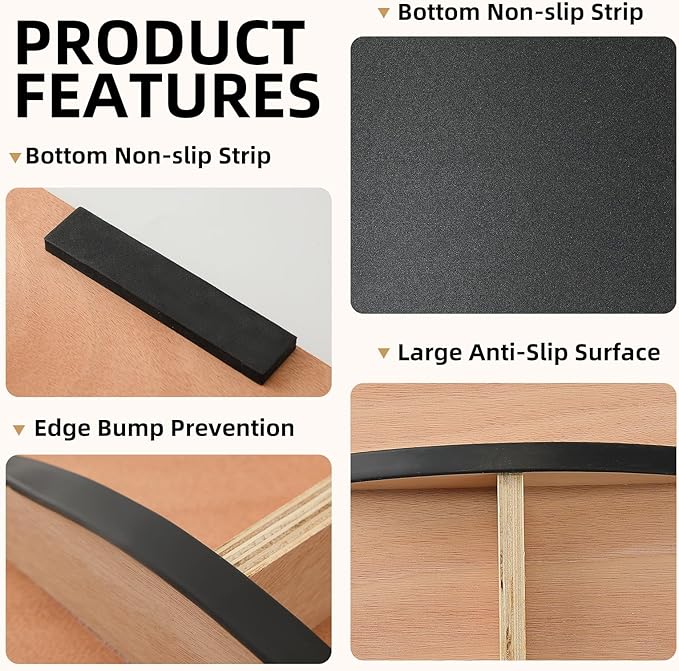 Juoe Balance Board Wobble Board for Adults and Kids - Anti-Slip 350LBS Balance Board for Physical Therapy,Balance Training,Posture Correction,Standing Desk Core Strength Wooden Balance Rocker Board