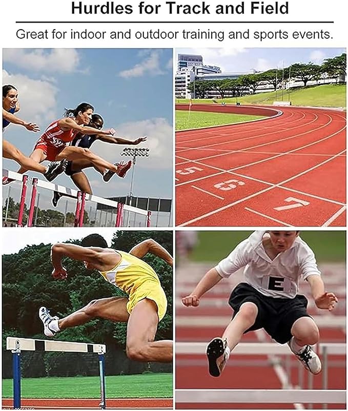 Metal Agility Speed Hurdles, Adjustable Height Track and Field Hurdles, Athletic Workout Obstacles Bar, Portable Sport Training Pole Set (76)