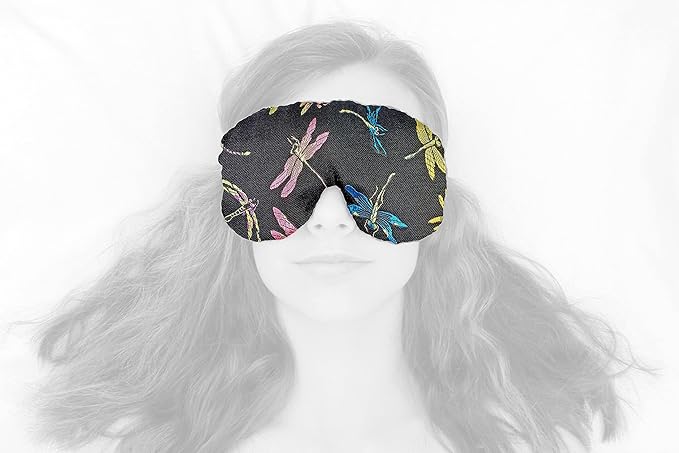 Handmade Weighted Sleep Eye Mask Yoga Pillow - Flax Seed Fill - Unscented - Dragonfly Nite - TEMF-DF