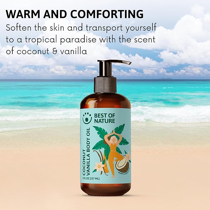 Best of Nature Coconut Vanilla Massage Oil – Gallon Massage Oil for Massage Therapists, Professional Body Oil for Massage, Smooth Glide, Light Scent, 64 fl oz