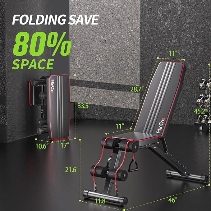 Adjustable Folding Weight Bench for Home Gym, 660 lbs Capacity Multi-Functional Workout Bench Sturdy Durable for Full Body