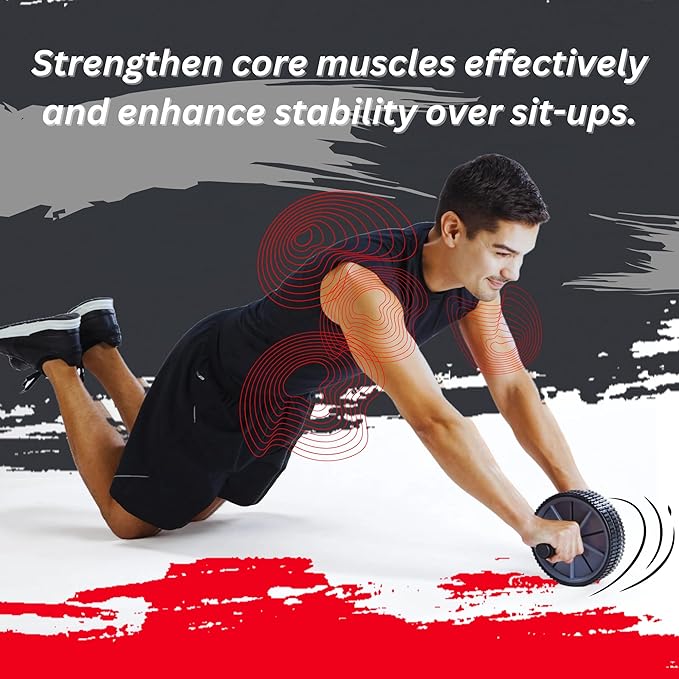 Daiwa Felicity Core Fitness Dual Ab Wheel – Dual-Wheel Ab Roller for Core Strength & Full-Body Workout – Strengthens Abs, Obliques, Back, Hips & Glutes – Portable Core Trainer for All Fitness Levels