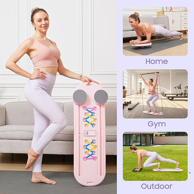 Pilates Reformer A Foldable Portable Full Body Exercise Pilates Board Unisex Multi Functional Core Strength Pilates Training Board Multifunctional Fitness Gear for Home Gyms & Studios