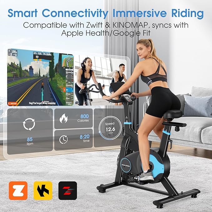 HXD-ERGO Exercise Bike, Magnetic & Air Resistance Indoor Bike, Stationary Bike for Home with Silent Belt Drive, Adjustable Resistance, App Compatible Cycling Bike with LCD Monitor, 350lbs Capacity Workout Bike
