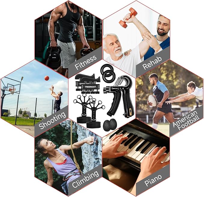 10PCS Grip Strength Trainer Kits, Hand Gripper Strengthener, Forearm Strengthener, Forearm Exerciser, Finger Grip Strengthener, Wrist Strengthener, Stress Relief Ball, Grip Ring, for Muscle Building, Hand Exercisers for Therapy