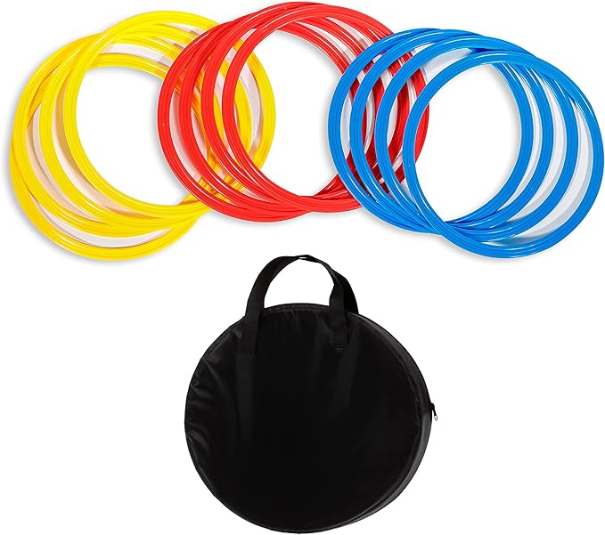 Speed & Agility Training Rings - Set of 12 - with Carrycase - by Trademark Innovations