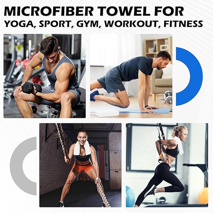 HOMERHYME Microfiber Towels,5 Pack Home Gym Accessories Yoga Towels, 16 x 27 Inch Quick Dry Hand Towels, Absorbent Towel Set for Fitness Workout Beach Travel Sweat, Gym Essentials for Women & Men