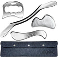 4 in 1 Professional Stainless Steel Muscle Scraper Tool Set, IASTM Therapy Tools with Storage Pouch, Physical Therapy and Soft Tissue Massage Tools