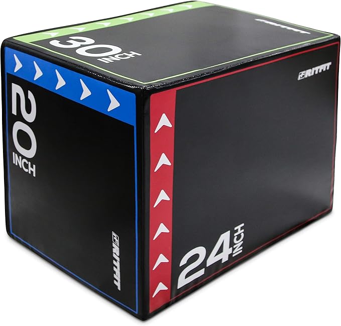 RitFit 3 in 1 Extra Firm Soft Plyo Box Foam Plyometric Box-30”x24”x20”-20"x18"x16" Heavy Duty High Density Foam Jumping Box 3 Sizes with PVC Cover,Platform for Home Gym Fitness, 440lb Weight Capacity