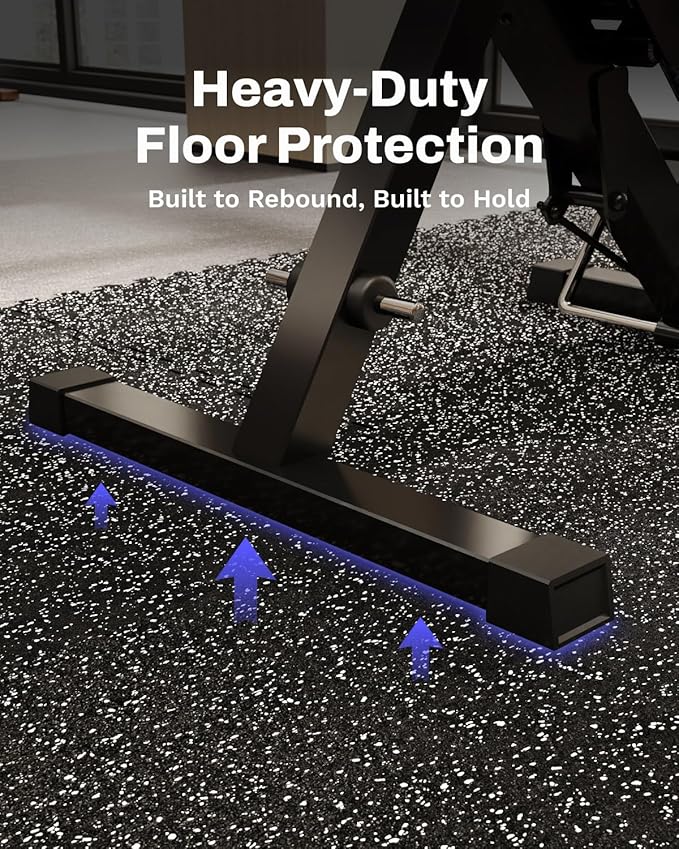 AIRHOP 0.79in Thick 48 Sq Ft Exercise Equipment Mats, 12 Tiles Upgraded Rubber Top with High Density EVA Foam, Large Interlocking Puzzle Gym Flooring for Home Gym, Heavy Weight Workout,Black & White