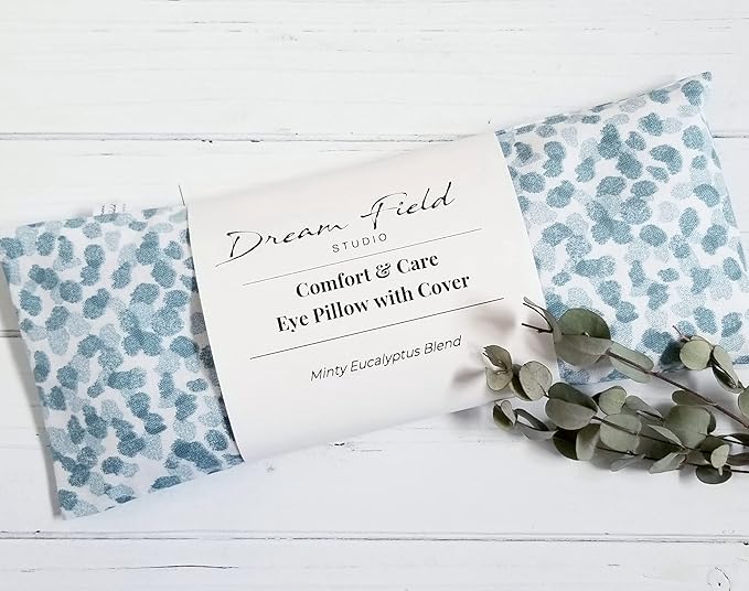 Mint Eye Pillow with Washable Cover – Handmade Aromatherapy Eye Pillow for Yoga, Meditation & Relaxation | Blue Spa Print