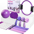 Pilates Ring Set Exercise Equipment, with Exercise Resistance Bands Set, Pilates Ball, Sliding Disks. Portable Home Gym - with Fitness Guide Poster