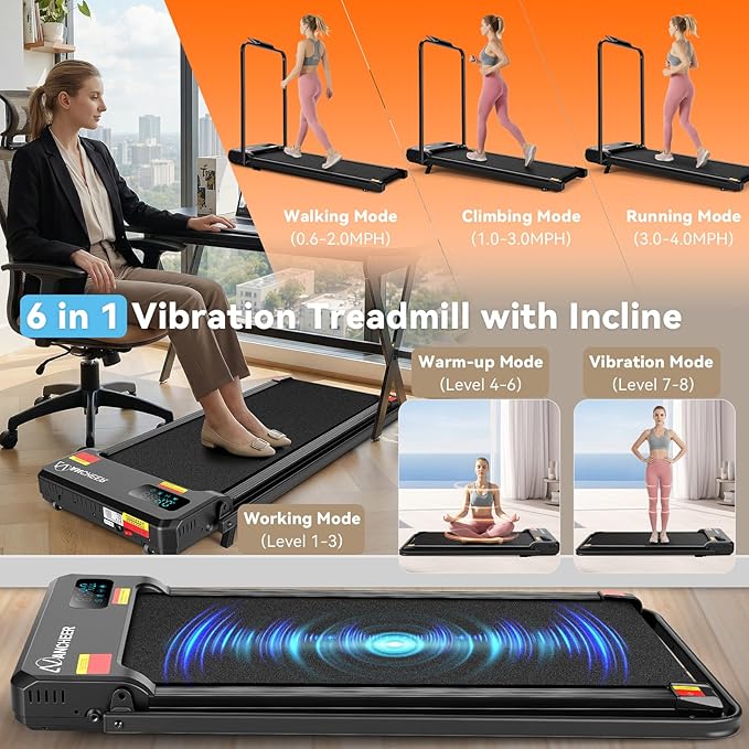 ANCHEER Treadmill with 12%/15% Incline, Folding Walking Pad with Handle Bar, 320-450lb Capacity Under Desk Foldable 3.5HP Treadmills for Home/Office/Gym,Installation-Free