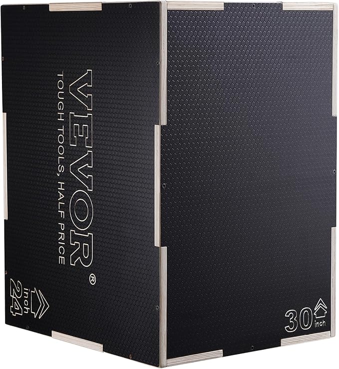 VEVOR 3 in 1 Plyometric Jump Box, Easy-to-Assemble Wood Plyo Box for Jumping Trainers, Home Gym Training and Conditioning