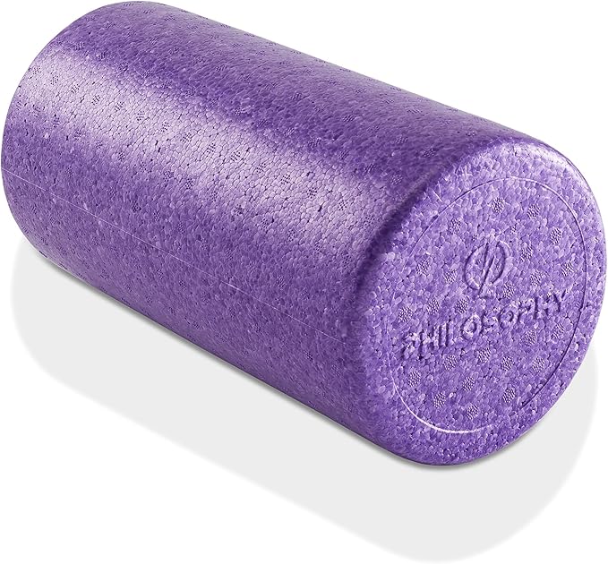 Philosophy Gym 12" High-Density Foam Roller for Exercise, Massage, Muscle Recovery - Round, Purple