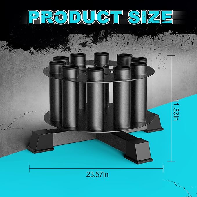 EVERYMATE Vertical Barbell Holder : Rotatable Barbell Holder Floor Stand, Heavy Duty Barbell Rack Stand Fit 2-Inch Olympic Bars, Curl Bars, Triceps Bars Home Gym Organizer Barbell Storage