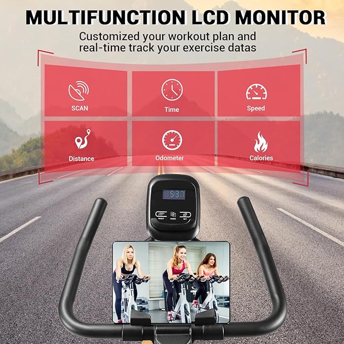Exercise Bike, WENOKER Stationary Bike for Home, Indoor Bike with Silent Belt Drive, Heavy Flywheel, Comfortable Seat Cushion and Upgraded Digital Display
