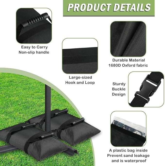 Heavy Duty Sand Bags, Tent Weight Bag, Portable Canopy Base with Feature, Water-Resistant Material, Umbrella Sand Bag with Practical Design, Bags for Camping and Fitness